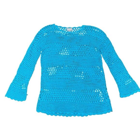Show Me Your Mumu Women's Paula Pullover Crochet Bell Sleeve Cover Up Small - Picture 4 of 7